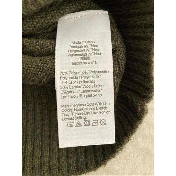 J Crew Lambswool Blend Crewneck Sweater Mens MEDIUM Olive Green Preppy Academia - Picture 4 of 9